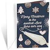 Prime Greetings Christmas Card Aunt, Made in America, Eco-Friendly, Thick Card Stock with Premium Envelope 5in x 7.75in, Packaged in Protective Mailer