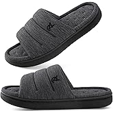 VeraCosy Mens Open-Toe Slippers Memory Foam Indoor Outdoor House Shoes