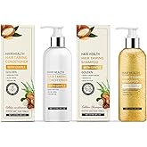Argan Oil Shampoo and Conditioner Set, Moroccan Hair Care, For Curly, Straight, Dry and Damaged Hair, Moisturizing, Hydrating, Anti Frizz, Scalp Cleansing & Hydrating Hair Wash