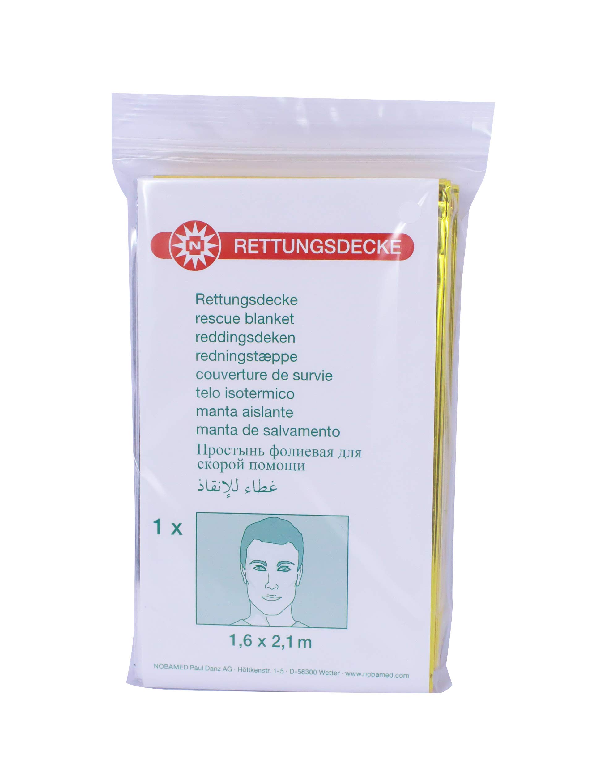 Noba Verbandmittel Emergency Blanket King Size Survival Blankets Rescue Foil Size: 1,6 m x 2,4 M from Various Quantities - 1 Piece
