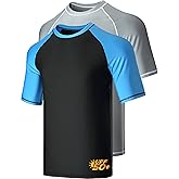 Liberty Imports 2-Pack Men's UV Short Sleeve Swim Shirts Loose Fit Rash Guards