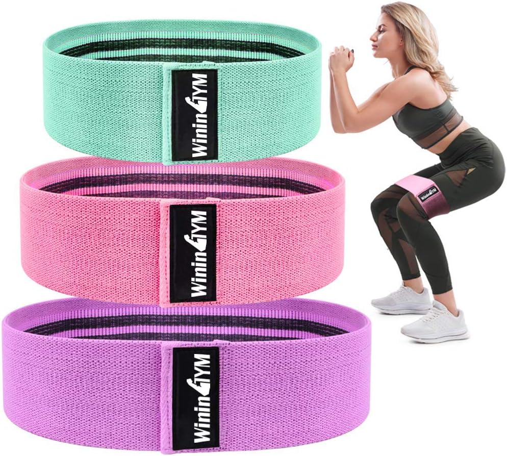 WINinGYM Booty Bands Non Slip Resistance Bands for Legs and Butt Workout Bands Exercise Bands Glute Bands for Women Set 3 or Single