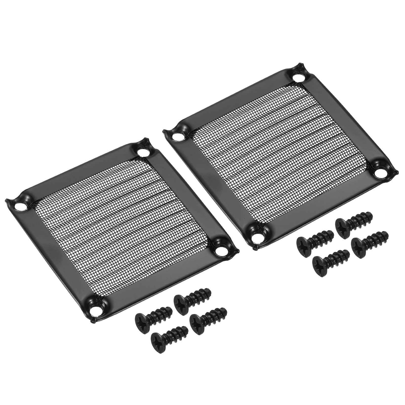 PATIKIL 60mm Fan Filter Grills with Screws, 2 Pack Aluminum Frame Stainless Steel Mesh Dustproof Cover for Computer Case, Black