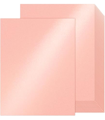 Folios A4 80gr 500 Hojas Baratos Cartulina Decorativa A4 De Color Oro Rosa Perlado, Con Efecto Brillo, A Goma Eva Purpurina