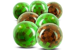 AXBMM 8PCS 8Inch Beach Ball Set for Green Pixel Themed Birthday Party Decorations,Pool Party Supplies,Summer Outdoor Activities,Kids Party Favors,Class Celebration & Holiday Games (8PCS Green+Brown 8inch)