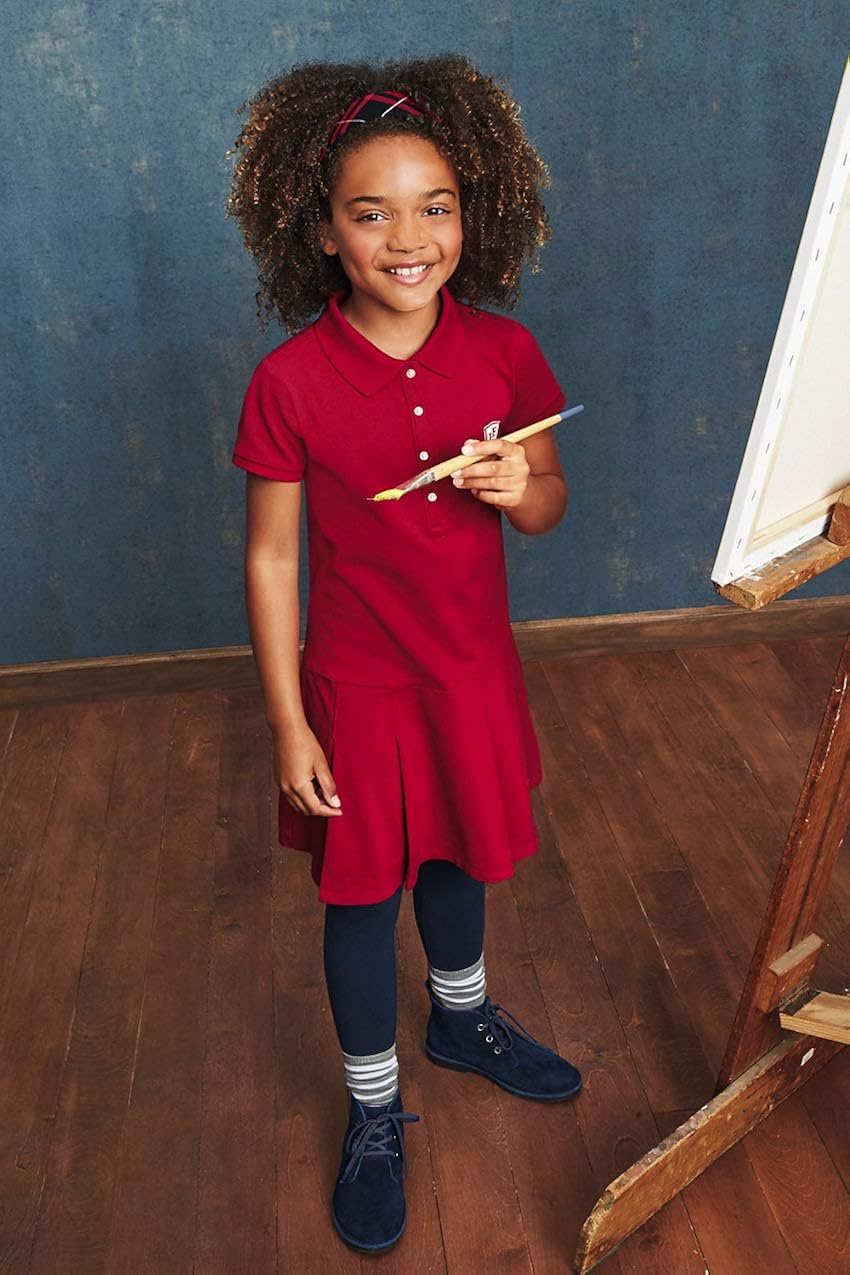 Lands' End School Uniform Little Girls Short Sleeve Mesh Polo Dress: Clothing