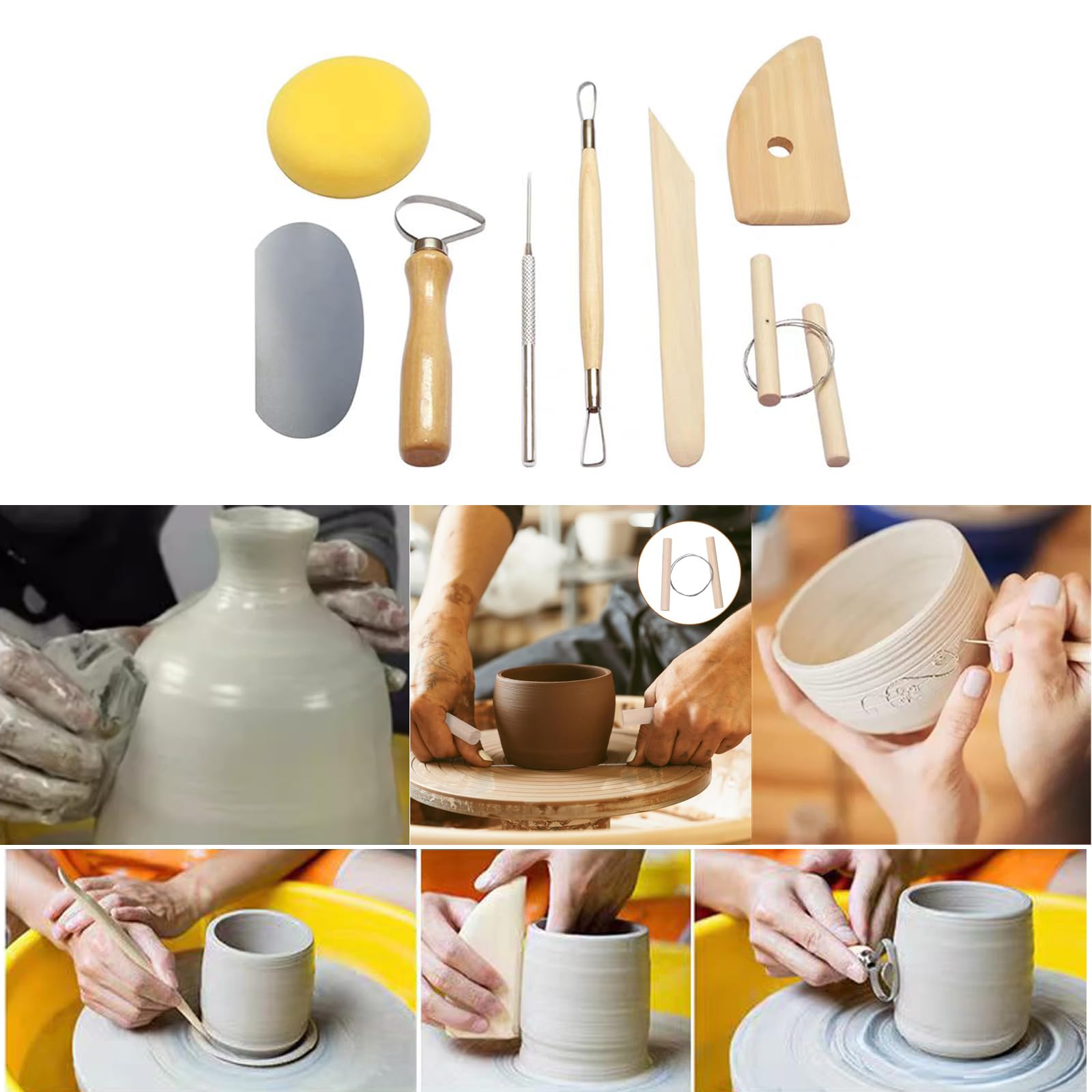 Clay Tools Kit, 52 PCS Complete Clay Tools Set for Sculpting and Pottery, Pottery Tools Includes Polymer Clay Tools, Sculpting Tools, Ceramic Tools, Clay Carving Tools, Perfect Pottery Tool Kit