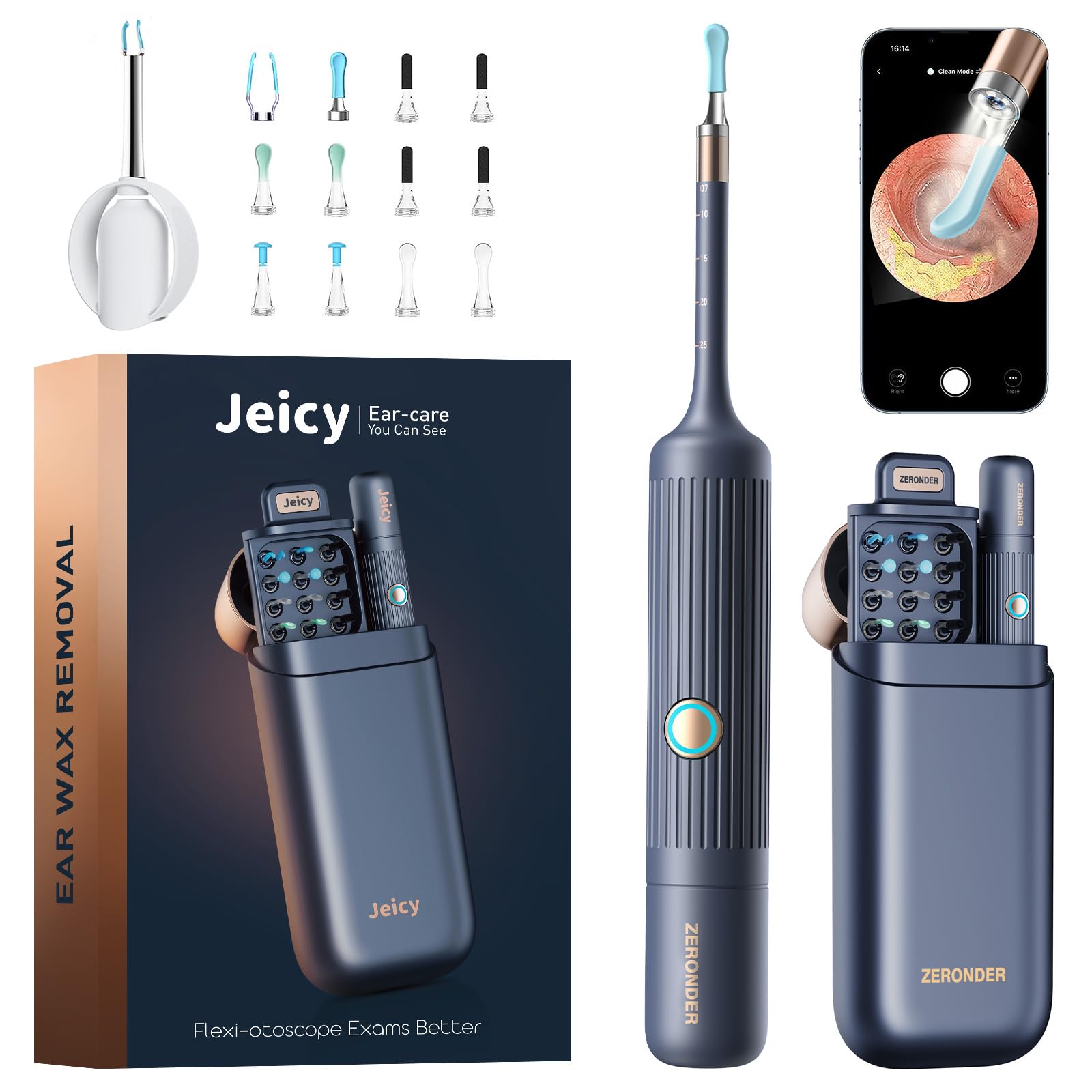 Photo 1 of Ear Wax Removal Camera, 1080P HD Smart Otoscope with 6 Silicone Tips, Safe Ear Cleaning Kit for Personal Use