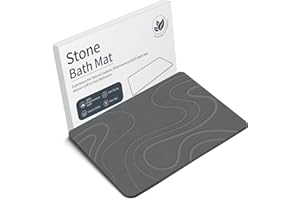 Veeloim Stone Bath Mat Diatomaceous Earth Shower Mat Non-Slip Super Absorbent Diatomite Stone Mats for Bathroom Floor/Kitchen Counter Quick Drying Natural Easy to Clean(23.6''×15.4" Grey)