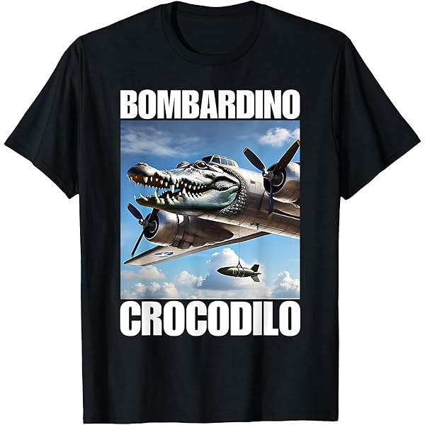 Camiseta Meme Cocodrilo Bombardino Brainrot Diseño Divertido Algodón  Clásico - Main Image