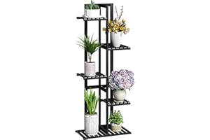 BMOSU Bamboo Plant Stand for Indoor Outdoor Plants Corner Tall Plant Shelf 6 Potted Holder Shelf Plant Rack Holder Display Rack(Natural)
