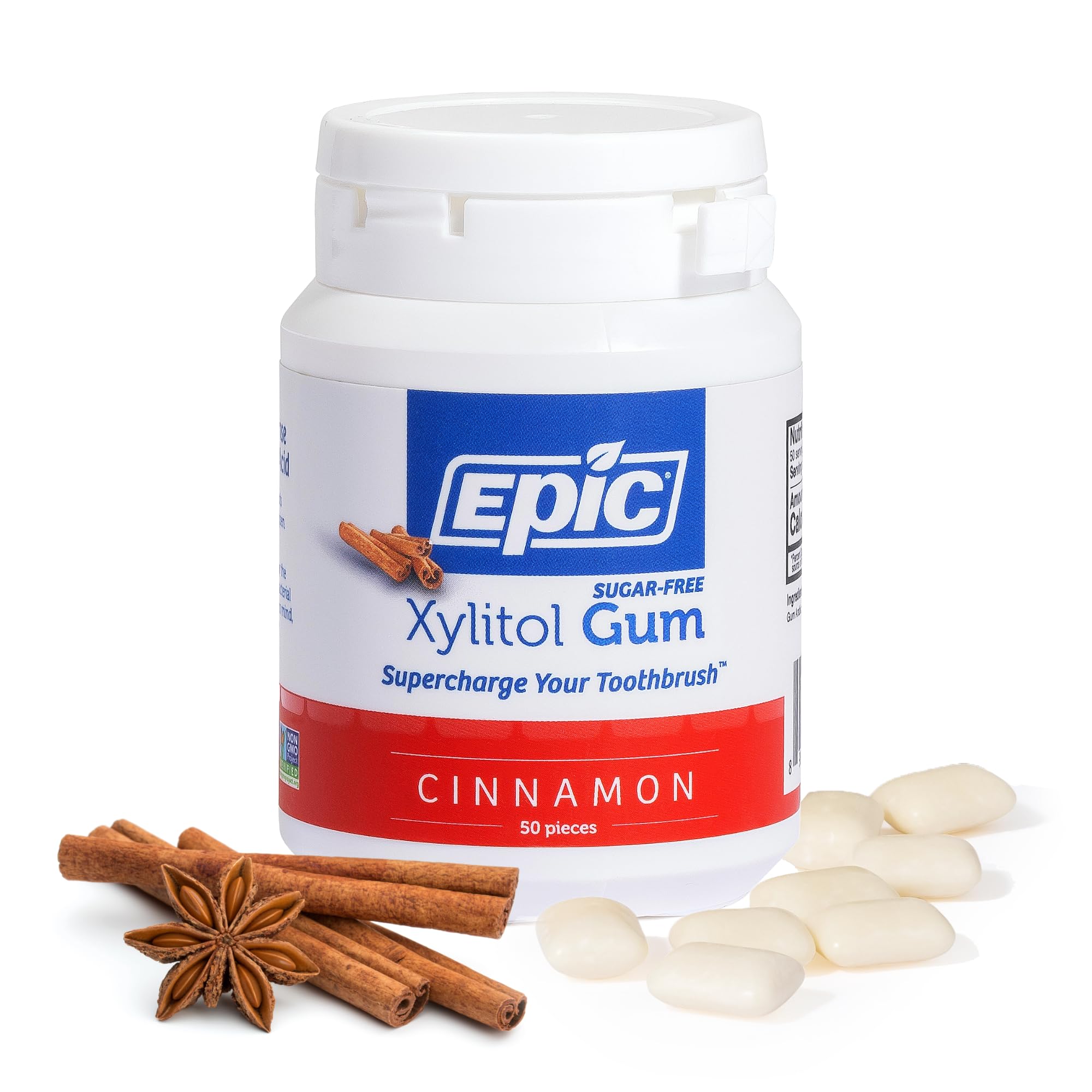 Epic Dental Xylitol Gum Cinnamon, Cinnamon 50 Ct