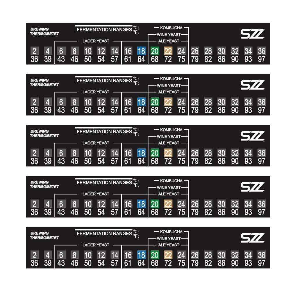 5 Pack Stick on Thermometer for Home Brew 2C TO 36C Beer Spirits Wine Temperature