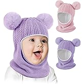Baby Winter Hat Scarf Set 2 Pack, Toddler Beanie Hats Girl Boy with Neck Warmer, Beanie for Kids Knit Warm for Cold Weather