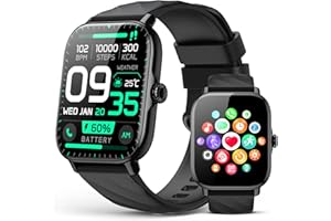 KRIUTEFY Smart Watches Fitness Tracker for Men Women with Step Counter, Sleep / Calorie Monitor, Pedometer, IP68 Waterproof, 120+ Sports for iPhone Android, 1.91”HD Touchscreen Smartwatch (Casual, Black, 1.91)