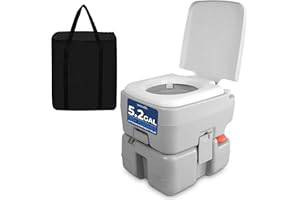 SerenLife Portable Toilet - 5.2 Gallon Camping and RV Porta Potty, Flushable, Leak Proof and Detachable Waste Tank, Ideal for
