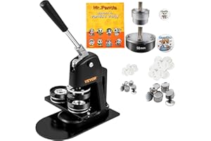 VEVOR Button Maker Machine, Multiple Sizes 1.25+2.25 Inch Badge Punch Press Kit, Children DIY Gifts Pin Maker, Button Making Supplies with 500pcs Button Parts & Circle Cutter & Magic Book