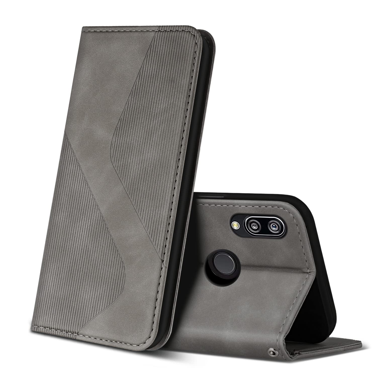 ZONNAVI Case Compatible with Huawei P20 Lite, Premium PU Leather Wallet Case with [Card Slots] [Viewing Stand], Shockproof Flip Cover for Huawei P20 Lite (Grey)