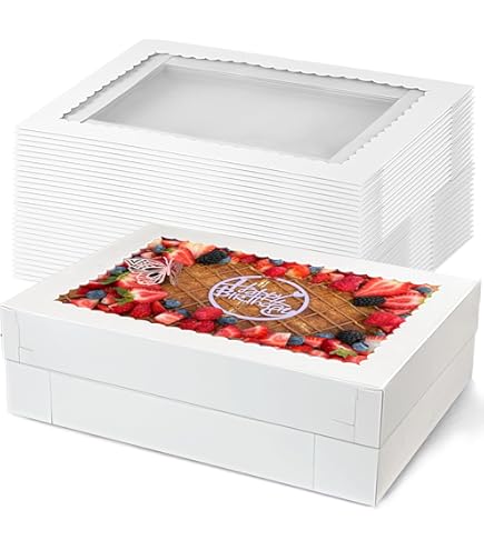 12 Pack Large White Cake Boxes With Window - 16x11x4 Inch Bakery Packaging For Donuts, Cupcakes, Pastries - View #7