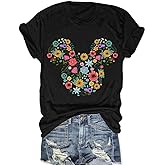 Women Magic Kingdom Castle Shirt Vintage Flower T Shirt Funny Boho Graphic Tees Short Sleeve Summer Tops