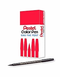 Pentel Arts Color Pen, Dark Brown, Box of 12