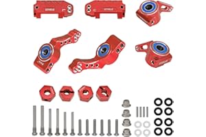 GTHELE Steering Blocks Caster Block Stub Axle Carriers & 12mm Hex Wheel Hubs for Traxxas 2WD 1/10 Slash, Stampede, Rustler, Nitro Slash,Bandit-Replaces Part 3632 3736 3752 (Red)