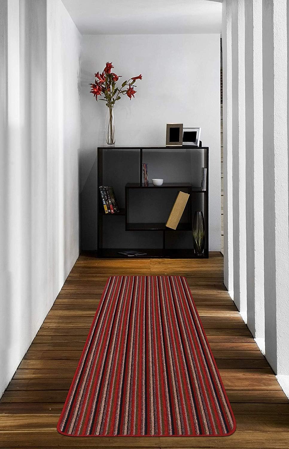 Dandy by William Armes, Ios Stripe Indoor Extra Long Runner, Red, 240 x 67