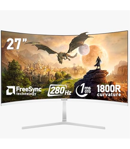 Samsung 27in White Super-Slim Curved 1080i LED Monitor, 1920