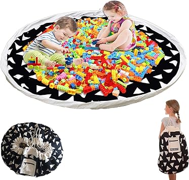 Sac De Rangement Jouet Enfant Coton 2 En 1 Pliable Bebe Tapis Rond Enfant Grand Sac De Jouet De Rangement Portable Jouet Organisateur Pour Maison Outdoor Voyage Amazon Fr Jeux Et Jouets