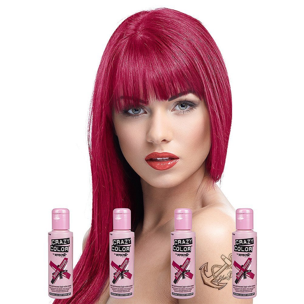 Renbow Crazy Colour 4 x Semi-Permanent Hair Colour Creams, 100ml