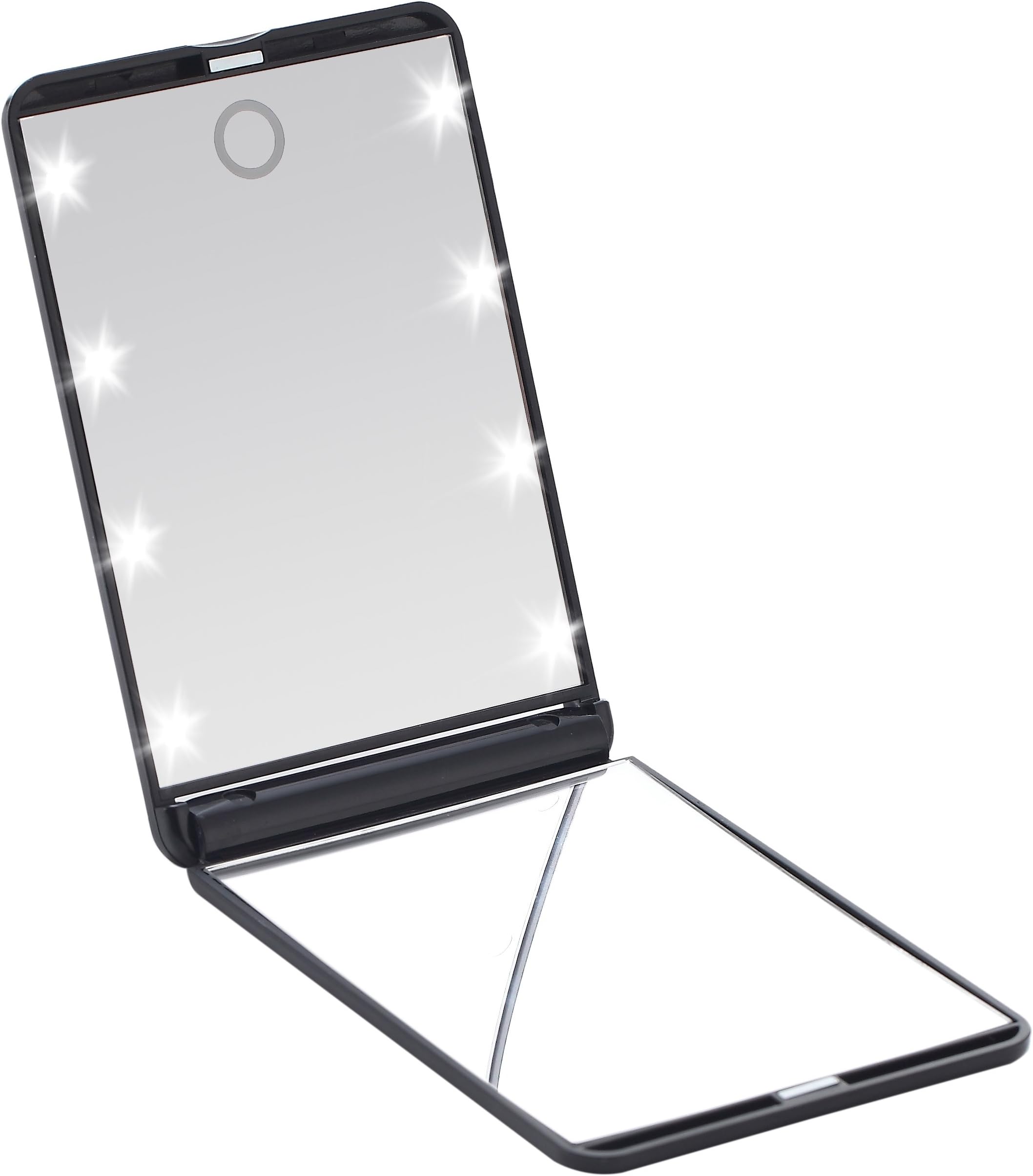 Miss Sweet Compact Mirror with Led Lights for Purse 2X (Black)