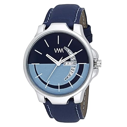 Day Date Blue Leather Analog Mens Watch DDWM-090