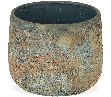 matches21 Pflanzgefäße Pflanztöpfe Blumentöpfe Übertöpfe Keramik Rost-Optik Antik-Optik Pflanzkübel rund in 3 Größen – 17 cm