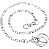 Exircy Wallet Chain, Pants Chain for Men Women Silver Anti-Lost Wallet Chains Heavy Duty Long Pocket Chains with 2 Keyrings for Jeans, Pants, Keys, Belt, Wallets