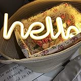 QiaoFei LED Hello Neon Word Sign Neon Letters Light Art Decorative Lights, Marquee Signs/Wall Decor for Christmas, Birthday P