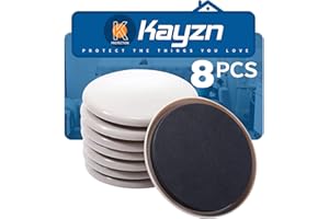 Kayzn Furniture Sliders for Carpet, 8 Pcs 5" Round Furniture Moving Pads, Heavy-Duty Furniture Movers - Reusable Slider, Move Any Item Quickly, Easily and Safe!