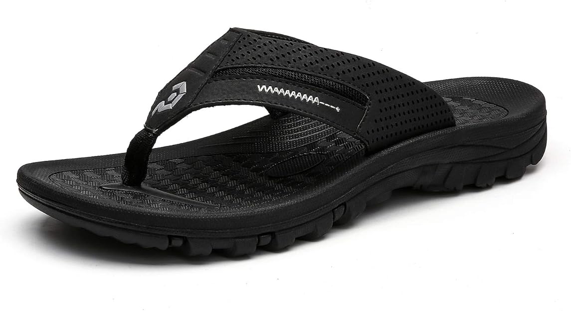 JByChan Men's Flip Flop, NonSlip Rubber Sandals Slides Mens Summer Beach House Slippers