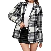 MINTLIMIT Plaid Blazer Jacket for Womens Long Sleeve 2026 Work Office Blazer Lapel Button Work Formal Blazer Jackets