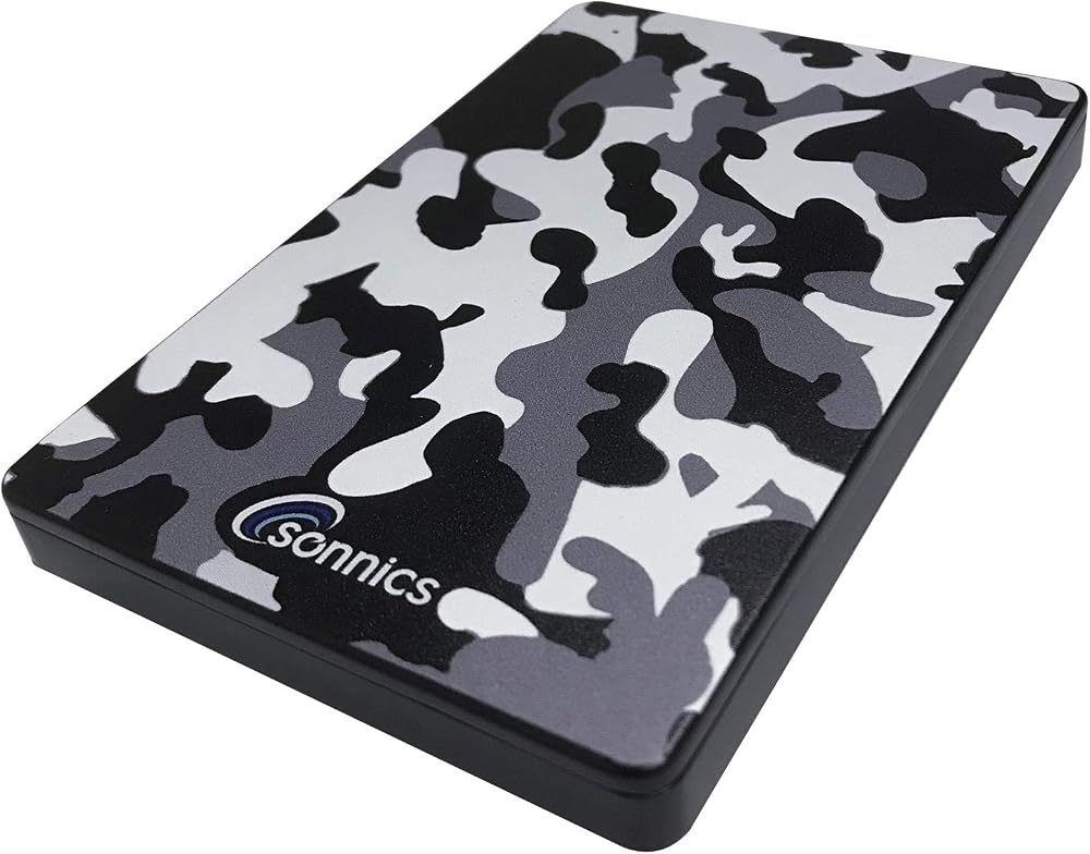 Sonnics 500GB Grey Camo External Portable HDD USB 3.1 Type C for PC Mac PS4 XBOX