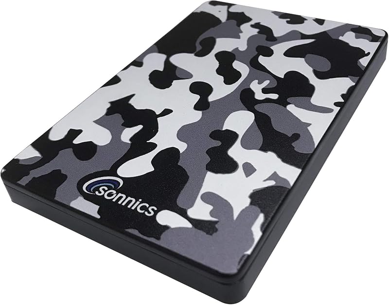 Sonnics 500GB Grey Camo External Portable HDD USB 3.1 Type C for PC Mac PS4 XBOX