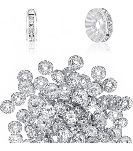 100 Perles Rondelles Espaceurs Argentées 12 Mm - Pour Bracelets DIY, Plaquées Argent