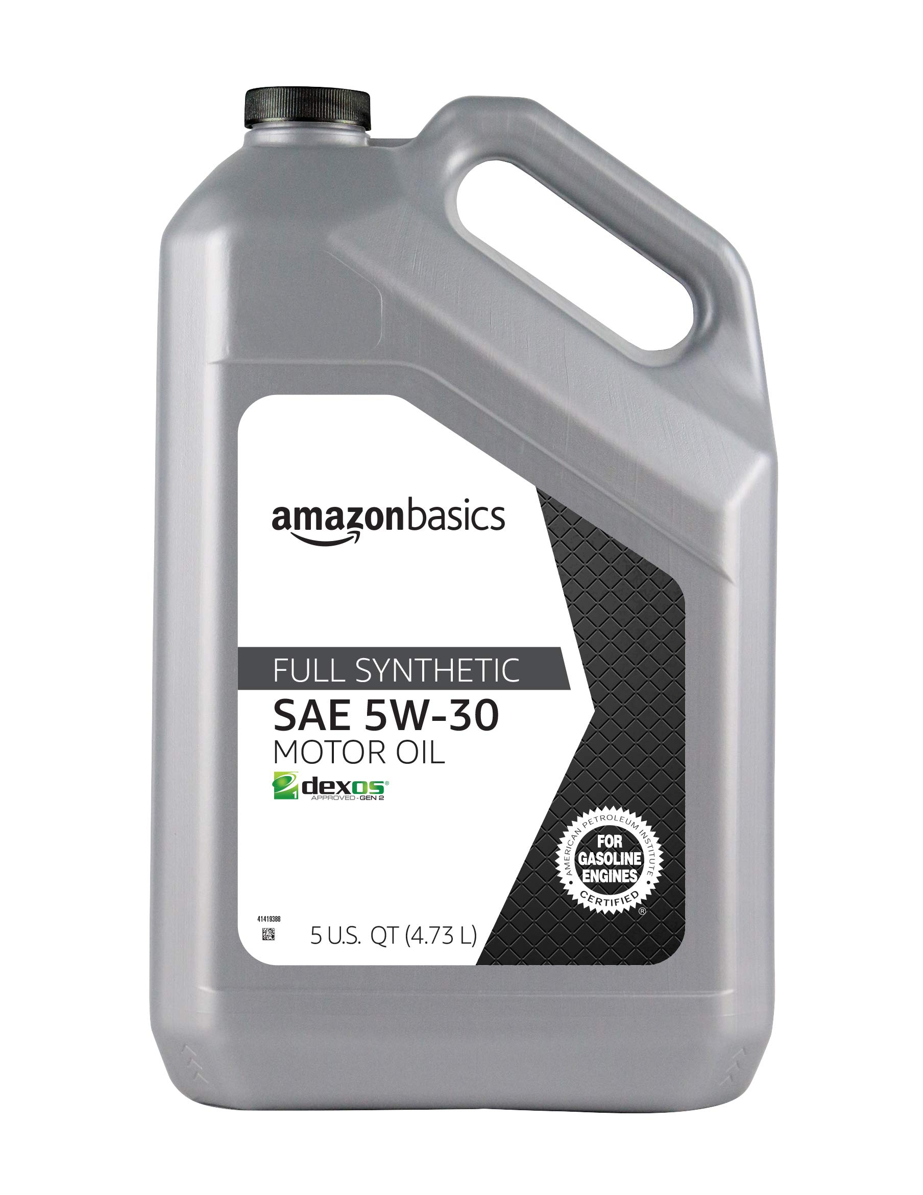 Amazon Basics Full Synthetic Motor Oil, SN Plus, dexos1Gen2, 5W30, 5