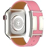 Designer Leather Magnetic Band Compatible with Apple Watch Ultra Band 49mm 46mm 45mm 44mm 42mm 41mm 40mm 38mm, Replacement Strap for Women Men iWatch Ultra 2/Ultra/SE/Series 10/9/8/7/6/5/4/3/2/1
