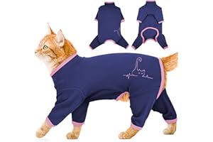 ADNIKIA Cat Pajamas for Cats Only, Sticky Hair Cat Clothes, Sphynx Hairless Cats Sweater, Recovery Suit After Surgery, Prevent Lost Hair Kitten Onesie Shirts Costumes Outfits for Pet