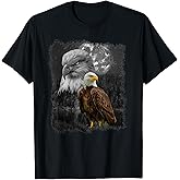 American Nature Bald Eagle Moon Sketch Wildlife Portrait T-Shirt