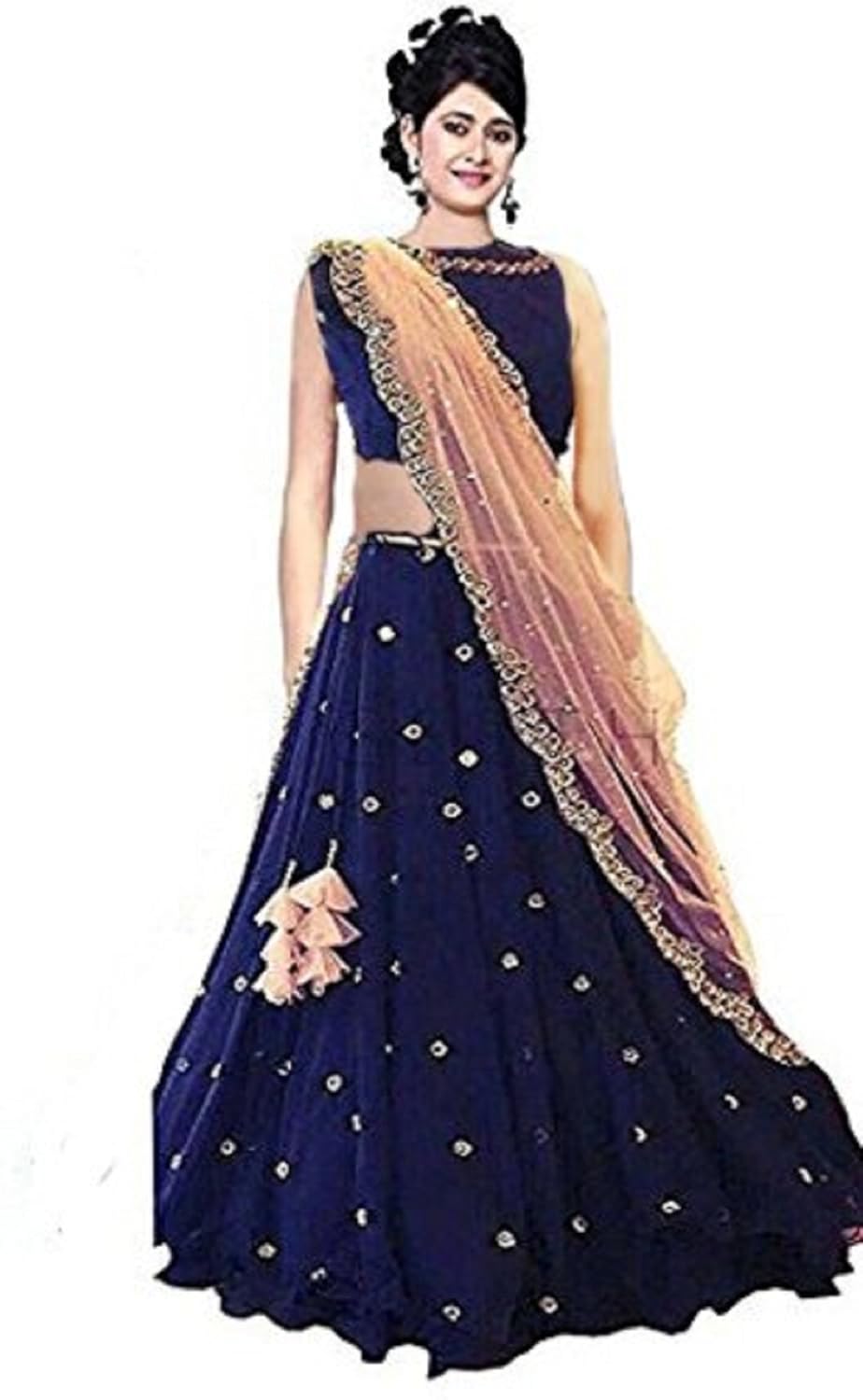 ustaad georgette lehenga choli (hns_black_maha_black_free size )