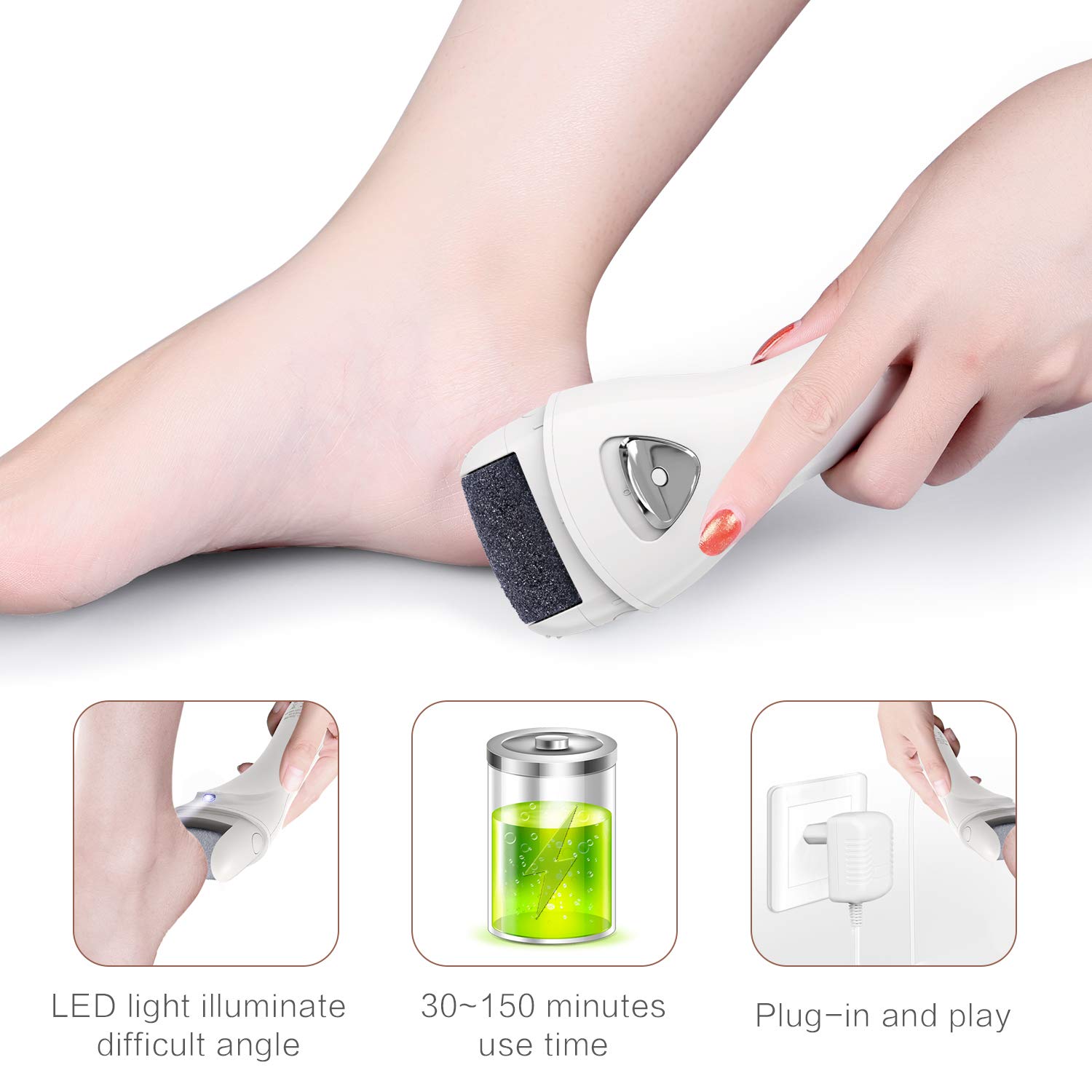 Hard Skin Remover, MYCARBON Electric Foot File Rechargeable Callus
