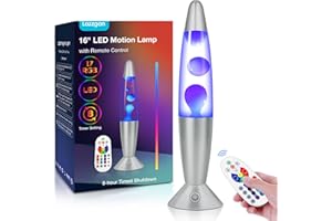 Lazzgan 17 Color Changing LED Liquid Motion Lamp: 16 inches Night Lights with Remote Control, Home Decoration Mood Lighting, Christmas Gifts Table Lamp for Adults and Kids Bedroom,White Wax