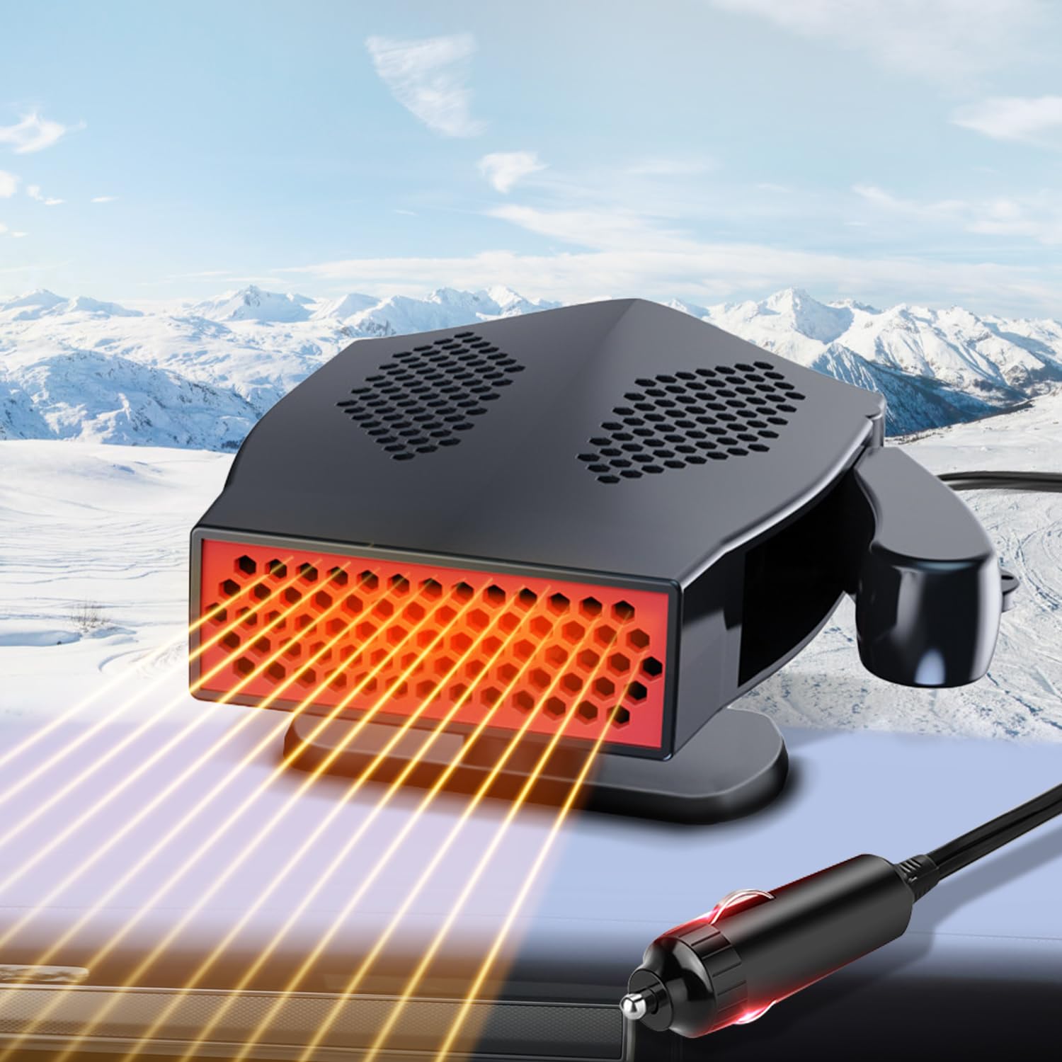 Photo 1 of 12V Car Heater, 200W Portable Heaters for Cars Windshield Defroster with Heating/Cooling Plug in Cigarette Lighter Fast Heating Defrost Defogger with Ergonomic Handle for All Kinds of Vehicles