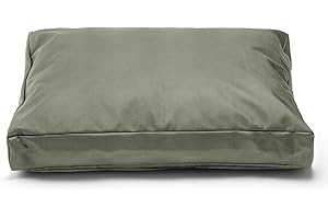 Aacabo Replacement Dog Bed Cover,Heavy Duty Waterproof Removable 54" L x 44" W x 4" H Reusable Dog Bed Covers with Zipper.Grey Green,Cover Only